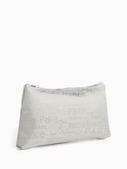 Набор простых косметичек 2 в 1 на молниях, с надписями, белый