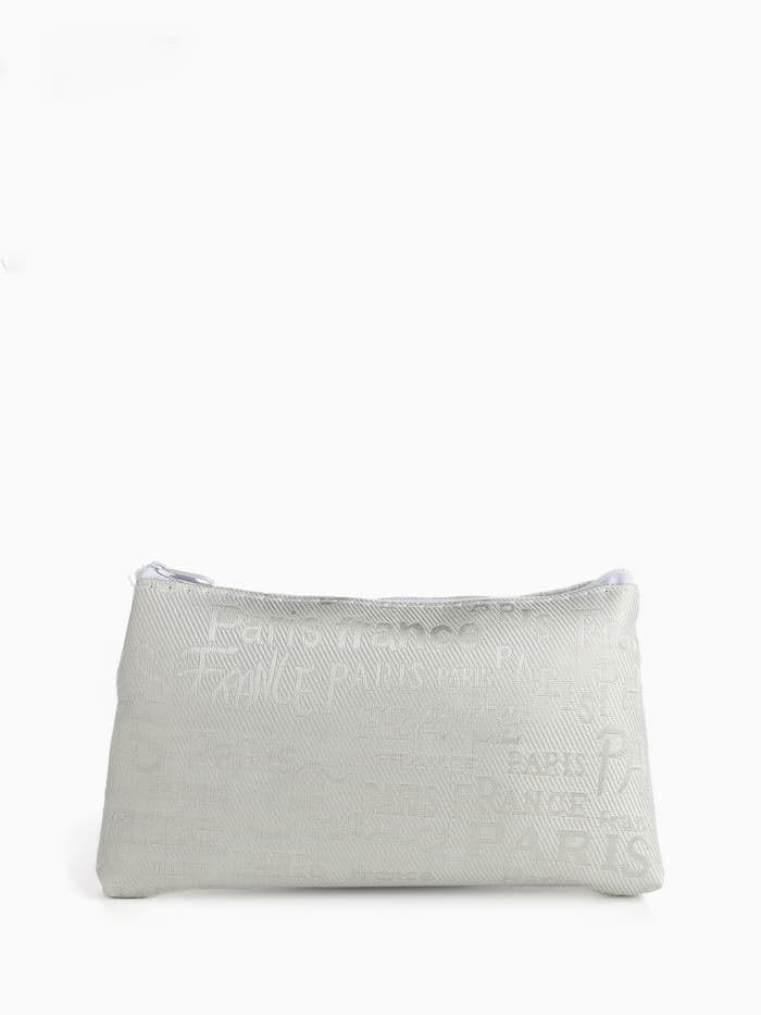 Набор простых косметичек 2 в 1 на молниях, с надписями, белый