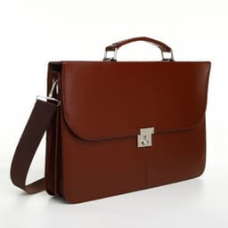 Портфель деловой мужской на клапане, 38×3.5×28 см, коричневая