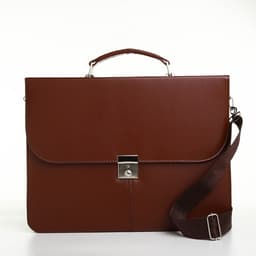 Портфель деловой мужской на клапане, 38×3.5×28 см, коричневая