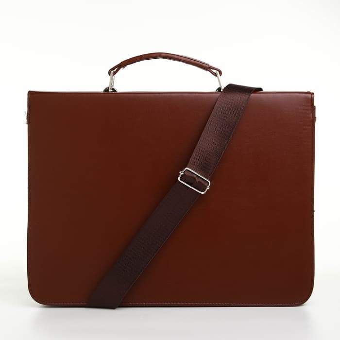 Портфель деловой мужской на клапане, 38×3.5×28 см, коричневая