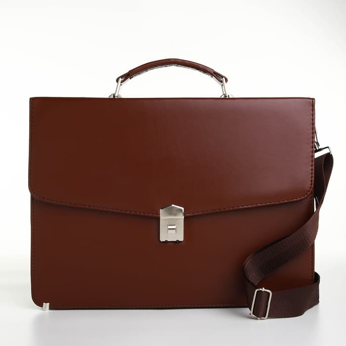 Портфель деловой мужской на клапане, 38×4×27 см, коричневая