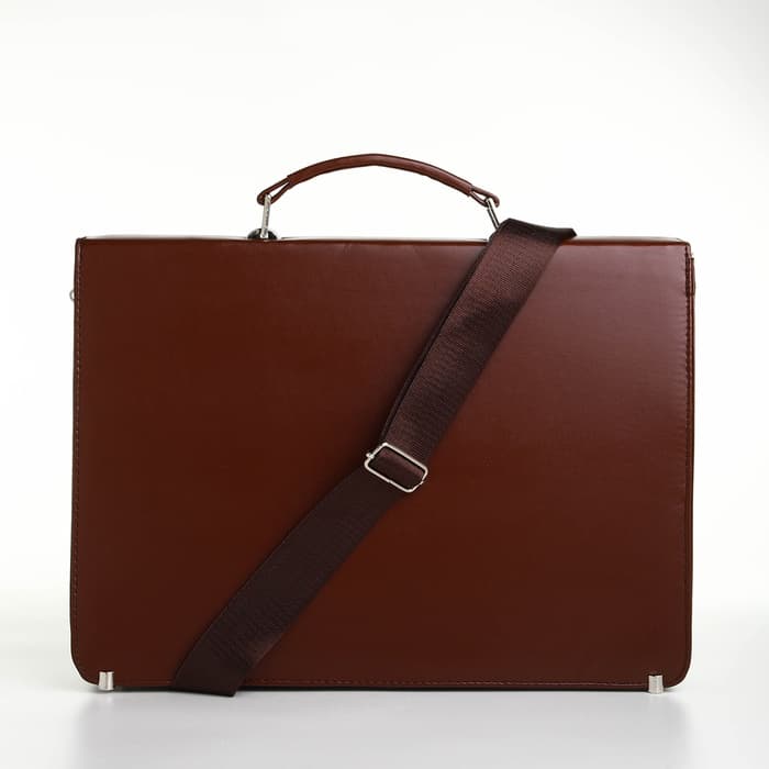 Портфель деловой мужской на клапане, 38×4×27 см, коричневая