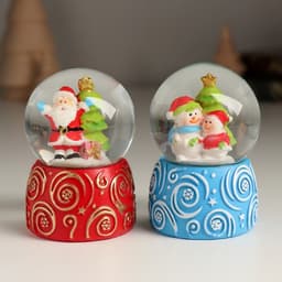 Снежный шар новогодний стеклянный «Снежные узоры с персонажем», 4.5×4.5×6.8 см, МИКС