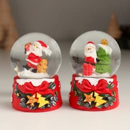 Снежный шар стеклянный «Новогодний персонаж с бантом, ёлочкой», 4.7×4.7×6.5 см, МИКС