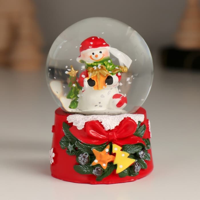 Снежный шар стеклянный «Новогодний персонаж с бантом, ёлочкой», 4.7×4.7×6.5 см, МИКС