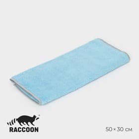 Тряпка для пола Raccoon, 250 г/м², 50×30 см, микрофибра, с оверлоком, 1 шт., голубая