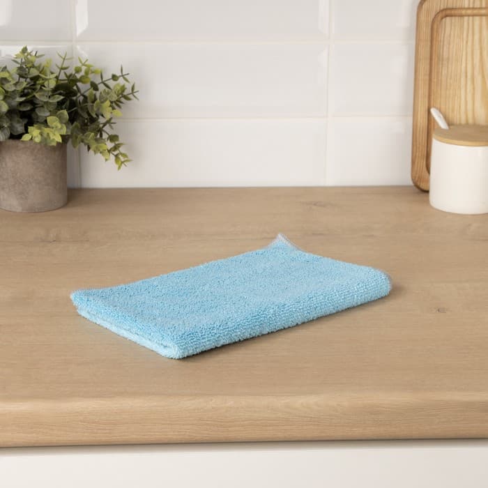 Тряпка для пола Raccoon, 250 г/м², 50×30 см, микрофибра, с оверлоком, 1 шт., голубая