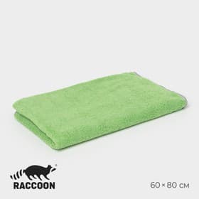 Тряпка для пола Raccoon, 250 г/м², 60×80 см, микрофибра, с оверлоком, 1 шт., зеленая