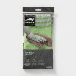 Тряпка для пола Raccoon, 250 г/м², 60×80 см, микрофибра, с оверлоком, 1 шт., зеленая