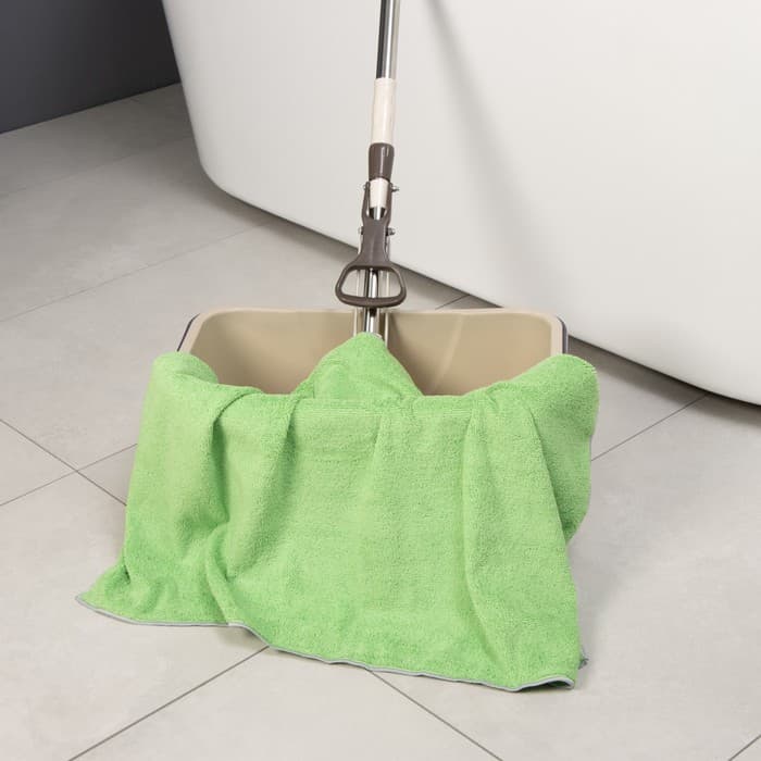Тряпка для пола Raccoon, 250 г/м², 60×80 см, микрофибра, с оверлоком, 1 шт., зеленая