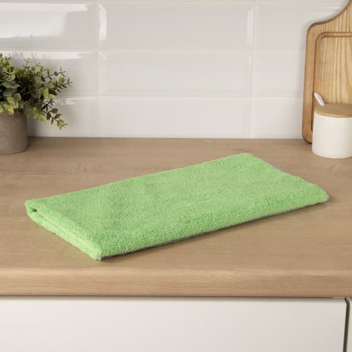 Тряпка для пола Raccoon, 250 г/м², 60×80 см, микрофибра, с оверлоком, 1 шт., зеленая