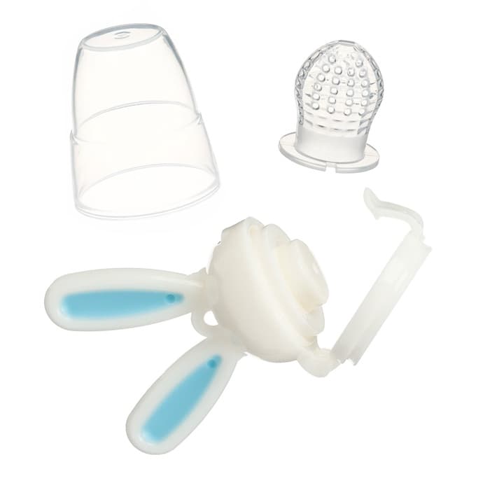 Ниблер для прикорма, от 5 мес., с силиконовой сеточкой, размер М «Зайка», вращающийся поршень, голубой