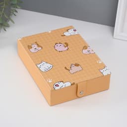 Шкатулка для украшений «Котики», с зеркалом, искусственная кожа, жёлтая, 15×21.5×5.5 см