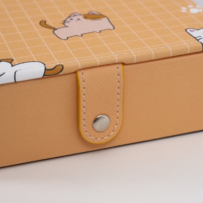 Шкатулка для украшений «Котики», с зеркалом, искусственная кожа, жёлтая, 15×21.5×5.5 см