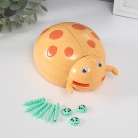 Шкатулка музыкальная механическая «Божья коровка», пластик, жёлтая, 12×15×8.5 см