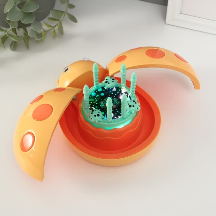 Шкатулка музыкальная механическая «Божья коровка», пластик, жёлтая, 12×15×8.5 см