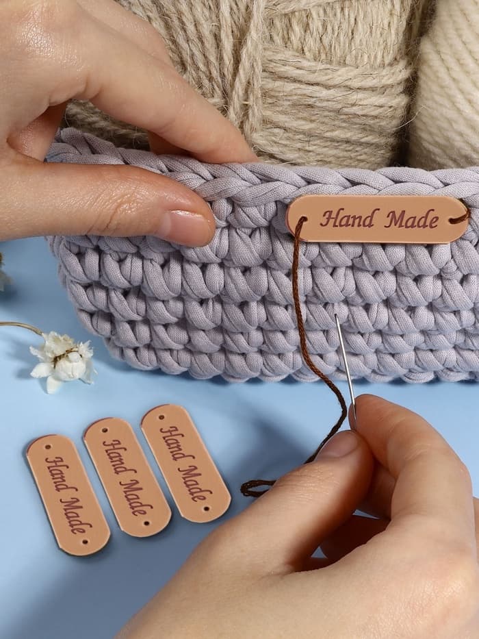 Набор нашивок Hand made, 4.5×1.3 см, 10 шт., светло-коричневые