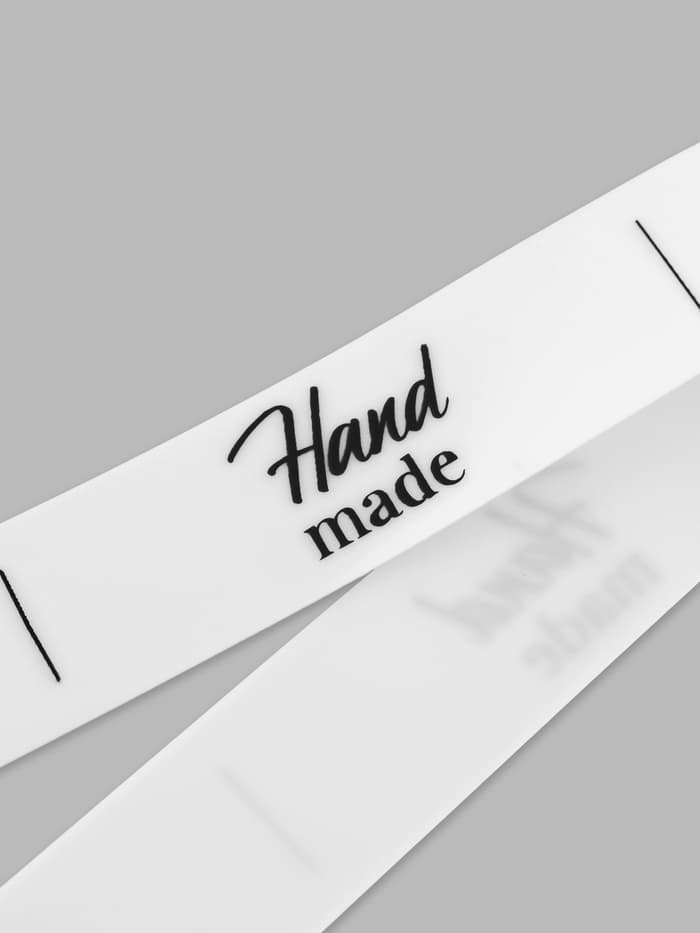 Нашивки на ленте Hand made, 5×1.5 см, белые, чёрные