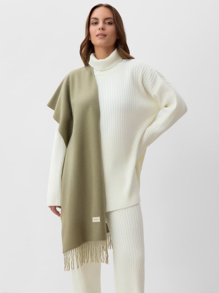 Шарф женский с кистями MIST, оливковый, размер 33×180 см