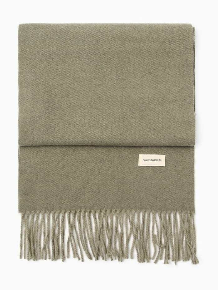 Шарф женский с кистями MIST, оливковый, размер 33×180 см