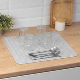 Коврик для сушки посуды Доляна «Волна», силикон, 45×40.5×0.4 см, серый
