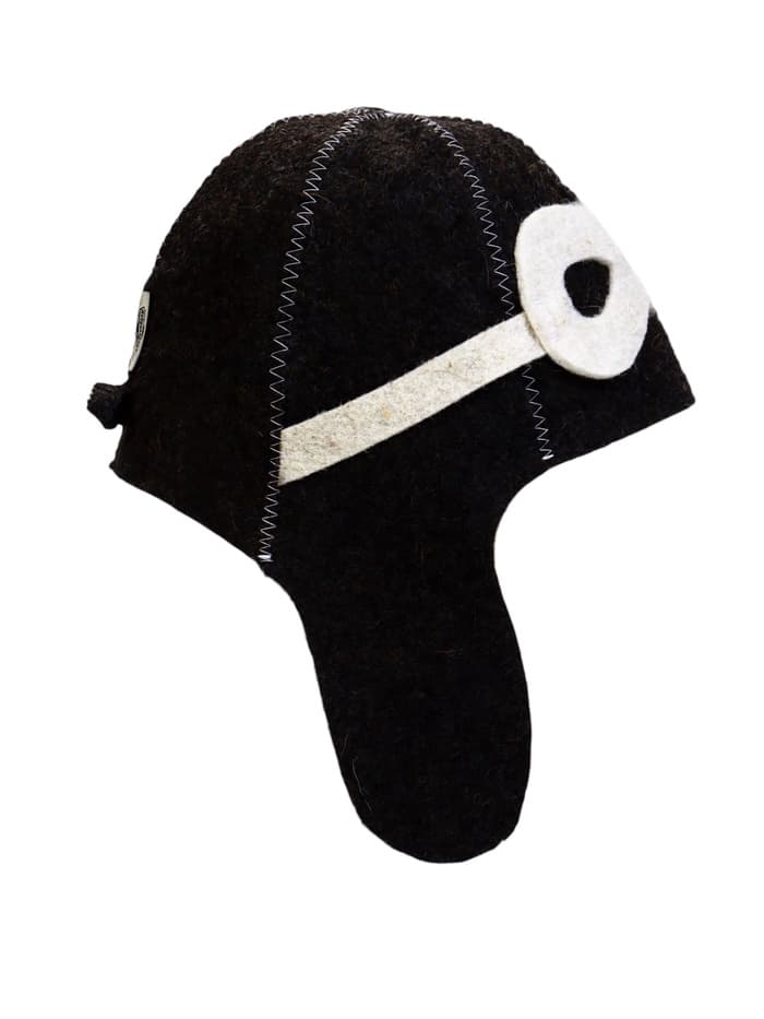 Шапка для бани и сауны «Шлем пилота», полиэфир 70%, шерсть 30%, тёмная, «Добропаровъ»