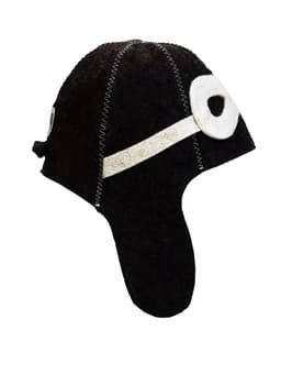 Шапка для бани и сауны «Шлем пилота», полиэфир 70%, шерсть 30%, тёмная, «Добропаровъ»