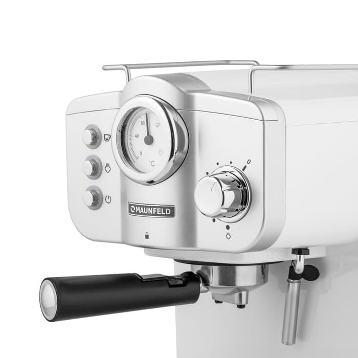 Кофемашина MAUNFELD MF-735WH PRO, рожковая, эспрессо/капучино, 1100 Вт, 1.25 л, белая