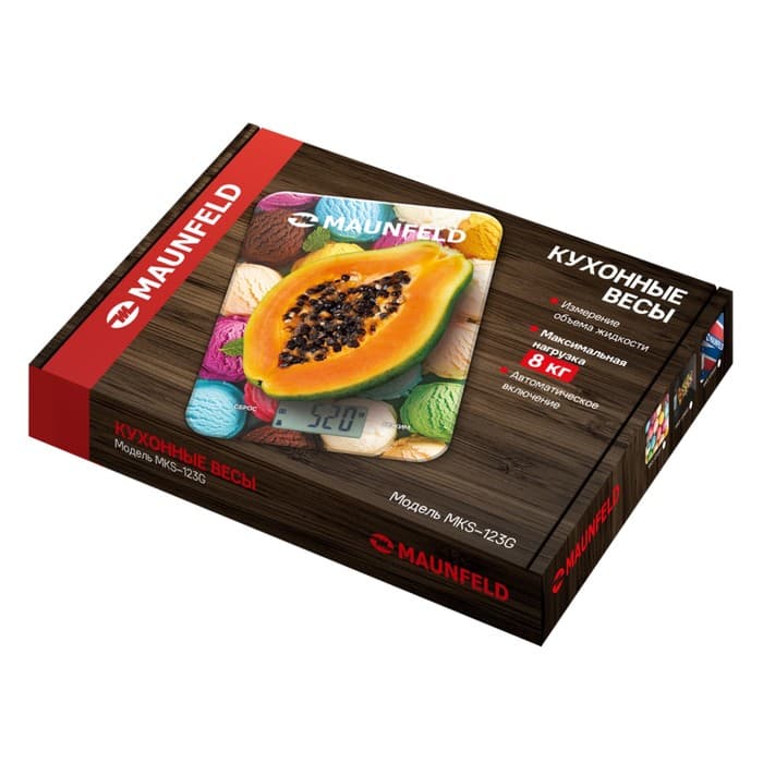 Весы кухонные MAUNFELD MKS-123G03, электронные, до 8 кг, разноцветные