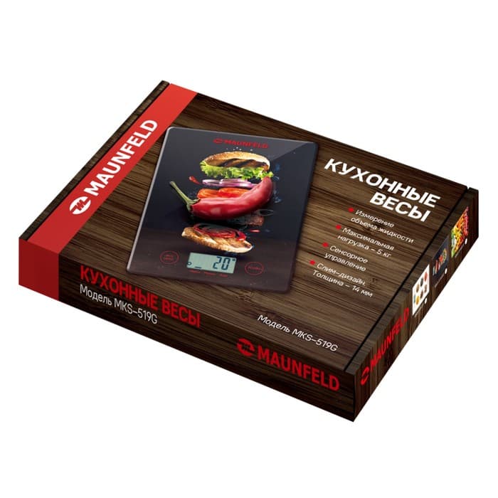 Весы кухонные MAUNFELD MKS-519G03, электронные, до 5 кг, разноцветные