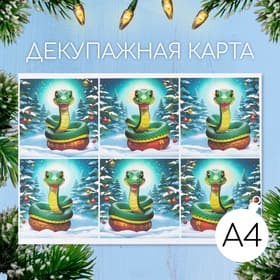 Декупажная карта «Зимняя змея», плотность 45 г/м², формат А4