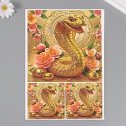 Декупажная карта «Золотая змея», плотность 45 г/м², формат А4