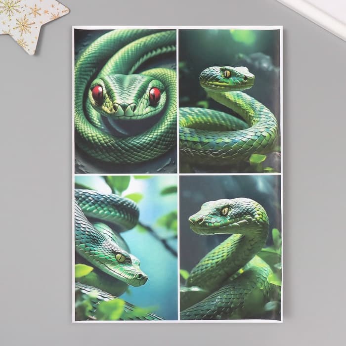 Декупажная карта «Зелёная змея», плотность 45 г/м², формат А4