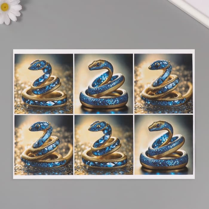 Декупажная карта «Сапфировая змея», плотность 45 г/м², формат А4