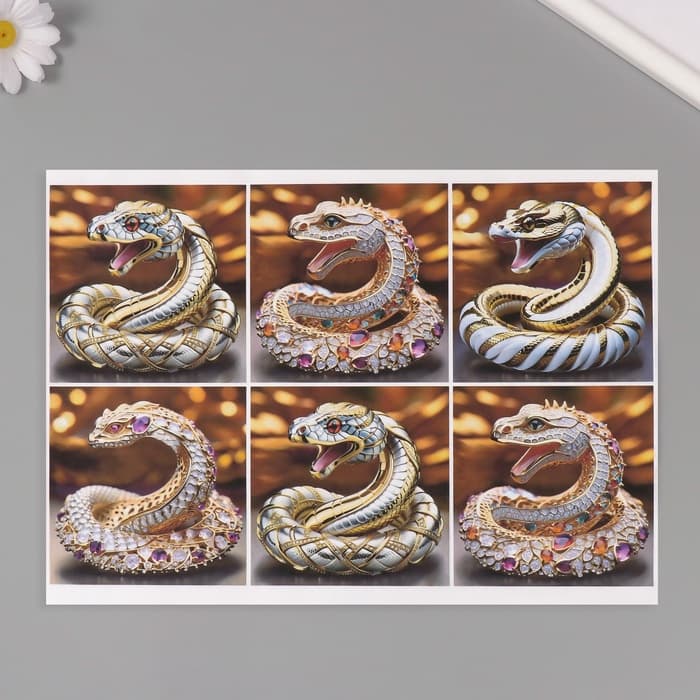 Декупажная карта «Змея в драгоценностях», плотность 45 г/м², формат А4