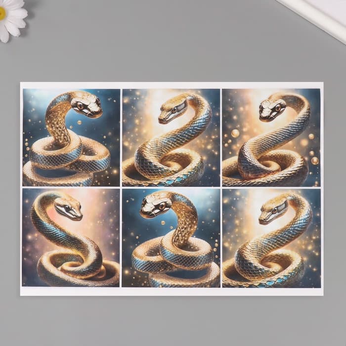 Декупажная карта «Золотая змея», плотность 45 г/м², формат А4