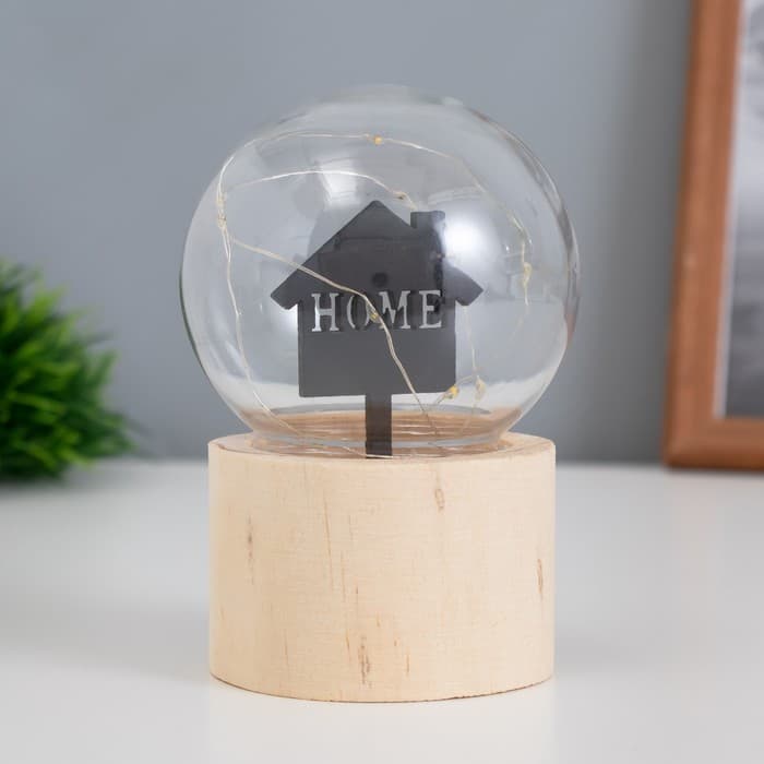 Фигурка светящаяся RISALUX «Дом», LED-ночник, 3×AG10, шар-8 см, 6.5×6.5×11.5 см