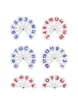 Набор веер-касс, гласные, согласные, цифры от 1 до 20, Calligrata TOP, плотные, 3 штуки, пакет с европодвесом