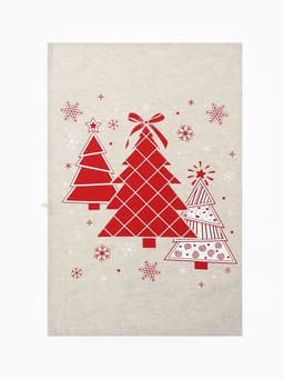 Полотенце «Ёлочки красные», 39×60 см, 160 г/м, лён 50%, хлопок 50%