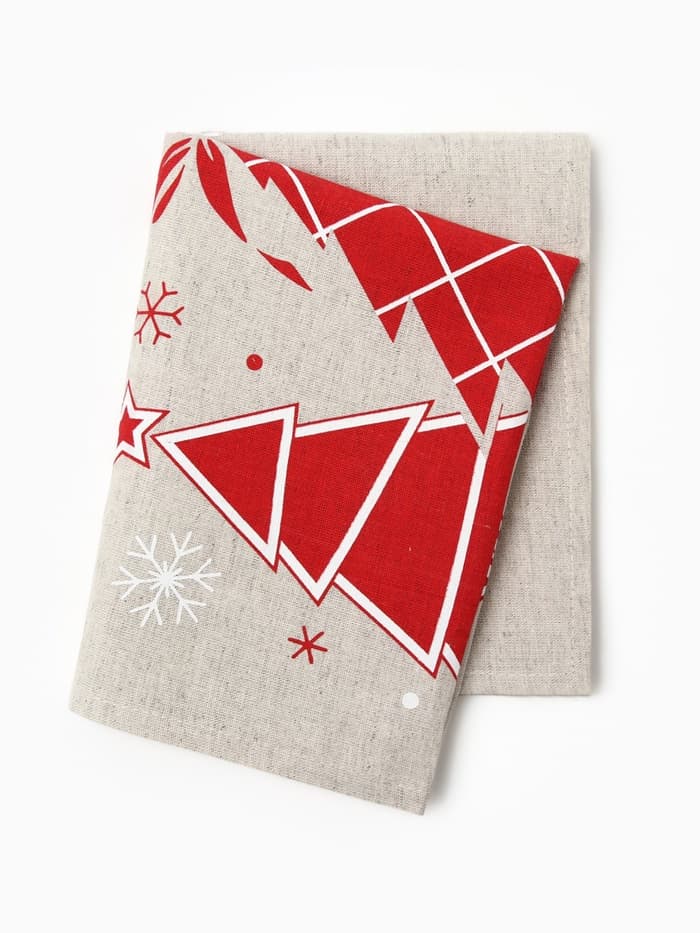 Полотенце «Ёлочки красные», 39×60 см, 160 г/м, лён 50%, хлопок 50%