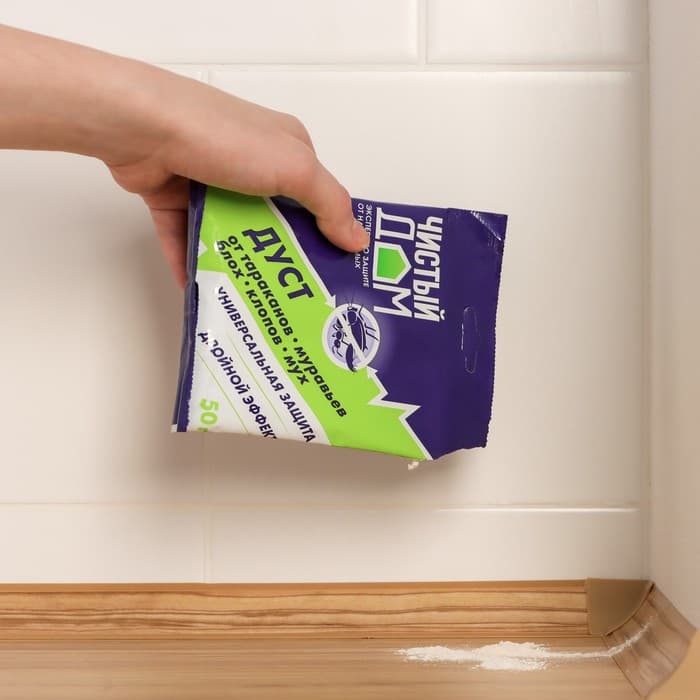 Дуст инсектицидный от тараканов, блох, клопов, муравьев «Чистый дом», 50 г