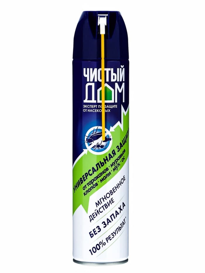 Аэрозоль от насекомых «Чистый дом» супер Универсальный, двойное распыление 600 мл