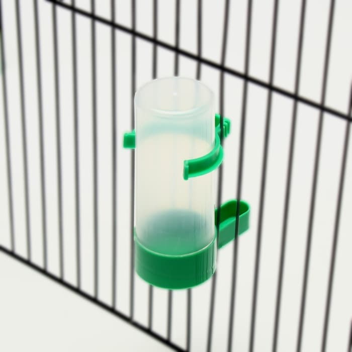 Поилка-кормушка для птиц, 140 мл, 4×12 см, пластик, зелёная