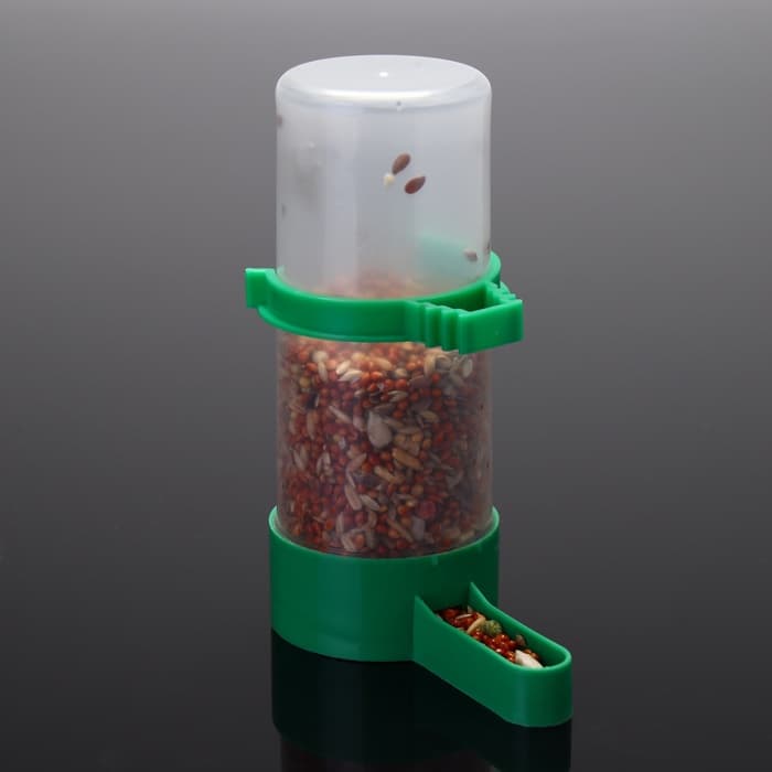 Поилка-кормушка для птиц, 140 мл, 4×12 см, пластик, зелёная