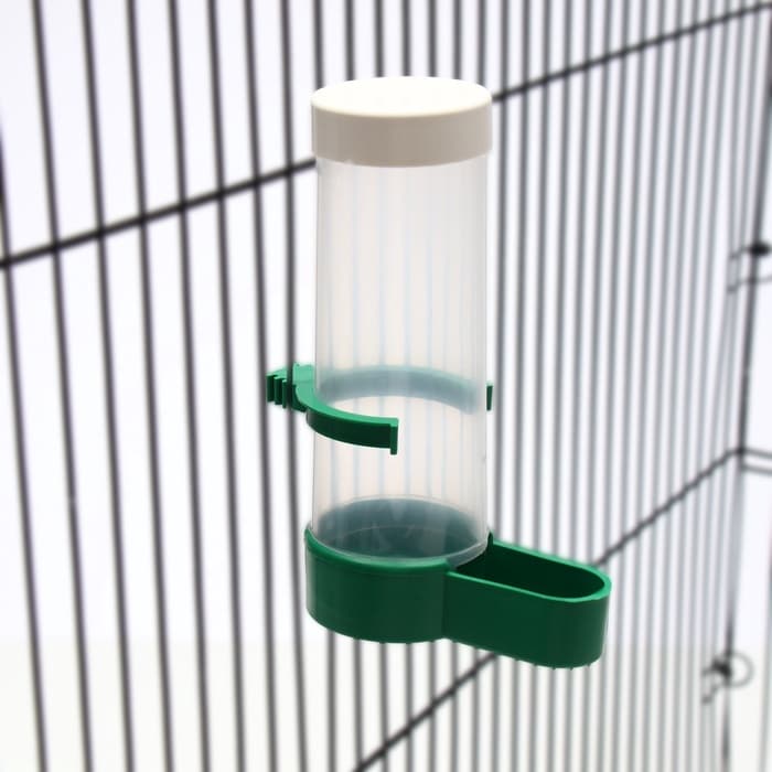 Поилка-кормушка для птиц с крышкой, 150 мл, 4×13 см, зелёная