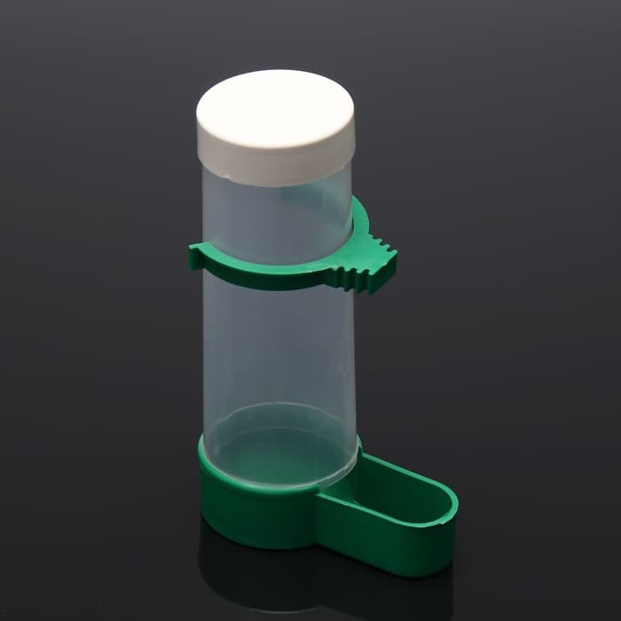 Поилка-кормушка для птиц с крышкой, 150 мл, 4×13 см, зелёная