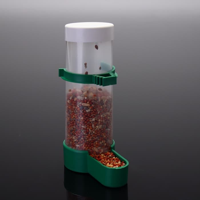 Поилка-кормушка для птиц с крышкой, 150 мл, 4×13 см, зелёная