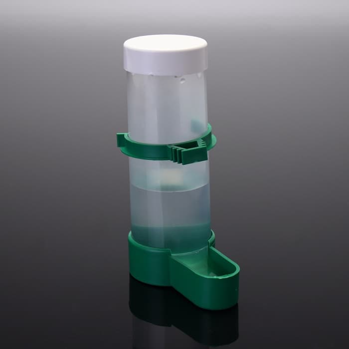 Поилка-кормушка для птиц с крышкой, 150 мл, 4×13 см, зелёная