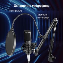 Микрофон проводной Oklick SM-600G, 1000 Ом, -47 дБ, провод 2.5 м, чёрный